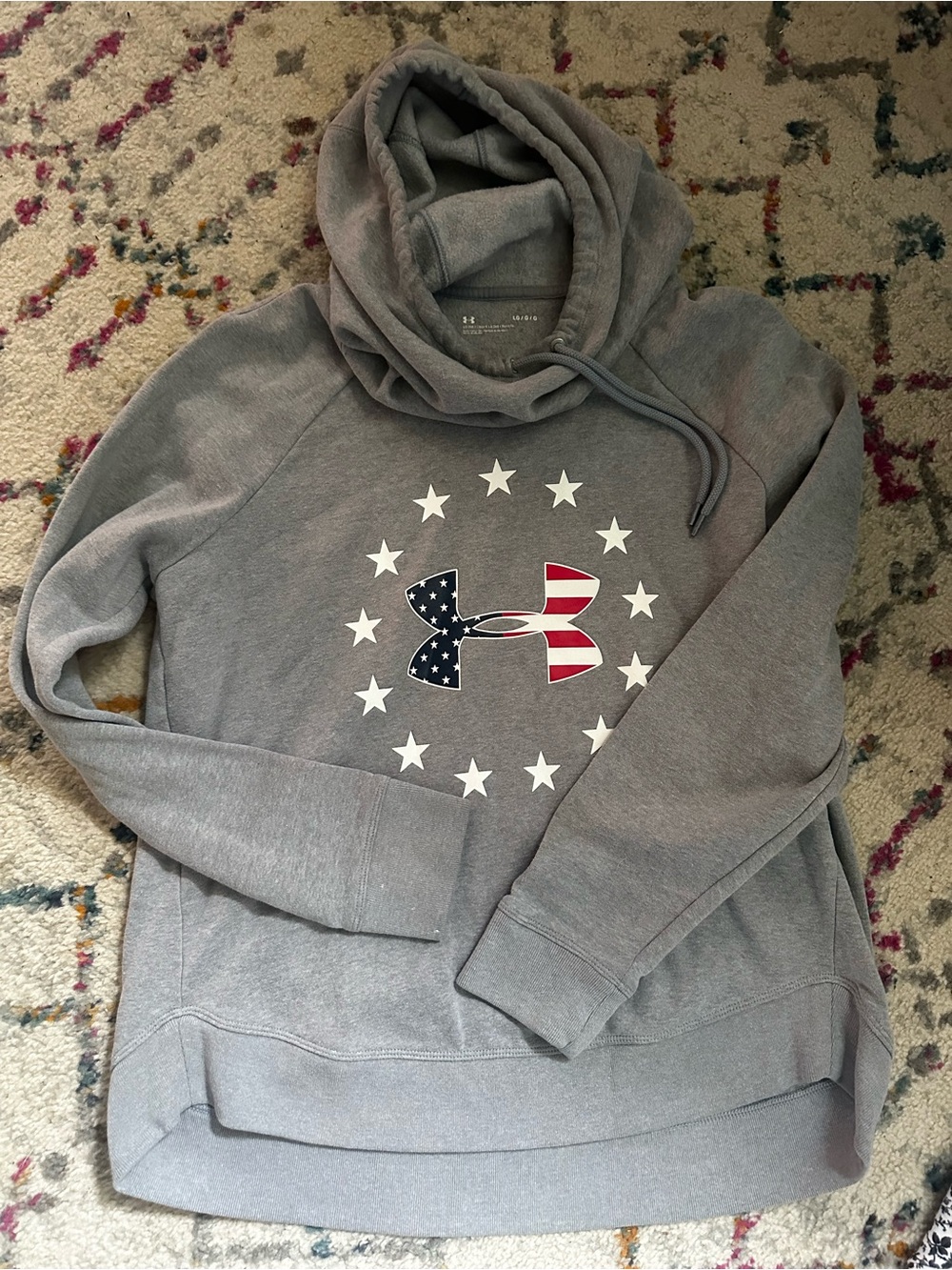 Under Armour Gray Crewneck Sweatshirt with American Flag Logo